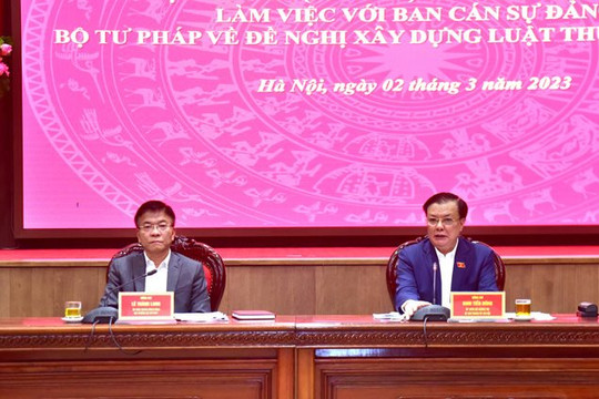 Hà Nội làm việc với Bộ Tư pháp về dự án luật Thủ đô (sửa đổi)