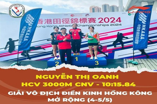 Nguyễn Thị Oanh giành Huy chương vàng giải điền kinh Hồng Kông mở rộng
