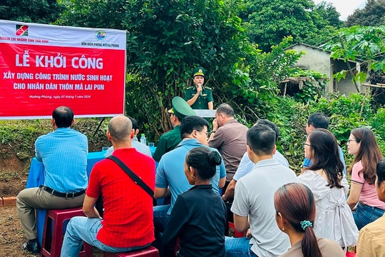 Xây dựng công trình thiết yếu cho người dân Mã Lai Pun ở cột mốc 597 biên giới Việt - Lào