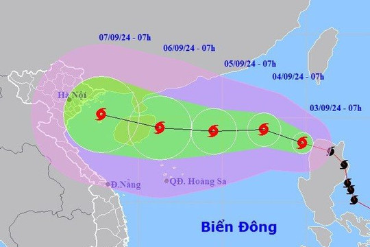 Bão số 3 (bão YAGI) giật tới cấp 16 hướng vào Bắc Bộ