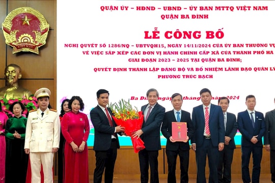 Quận Ba Đình: Công bố quyết định thành lập Đảng bộ phường Trúc Bạch mới