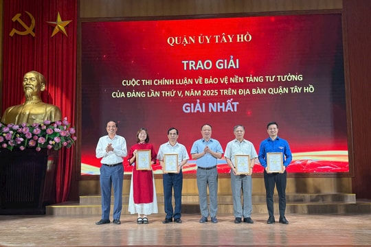 Tây Hồ: Trao giải cuộc thi chính luận bảo vệ nền tảng tư tưởng của Đảng