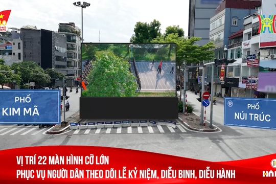Chi tiết vị trí 22 màn hình LED phục vụ người dân xem trực tiếp Lễ diễu binh, diễu hành