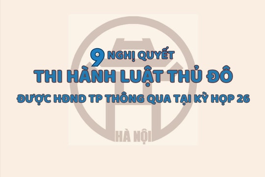 [Infographic] 9 Nghị quyết thi hành Luật Thủ đô được HĐND TP Hà Nội thông qua tại kỳ họp 26
