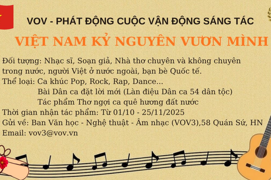 Cuộc vận động sáng tác Ca khúc, Bài Dân ca đặt lời mới, Tác phẩm Thơ với chủ đề “Việt Nam kỷ nguyên vươn mình”