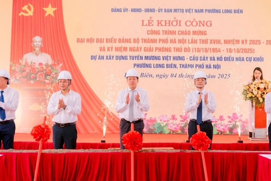 Khởi công dự án hồ điều hòa cải thiện môi trường và tiêu thoát nước tại Long Biên