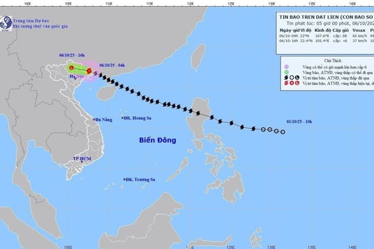 Bão Matmo suy yếu thành vùng áp thấp trong chiều nay (6/10), miền Bắc mưa lớn
