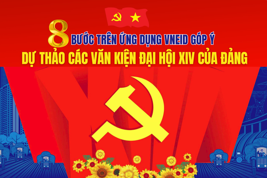 [Infographic] 8 bước trên ứng dụng VNeID góp ý dự thảo các Văn kiện Đại hội XIV của Đảng