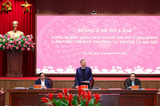 Tổng Bí thư Tô Lâm làm việc với Ban Thường vụ Thành ủy Hà Nội về các định hướng lớn phát triển Thủ đô