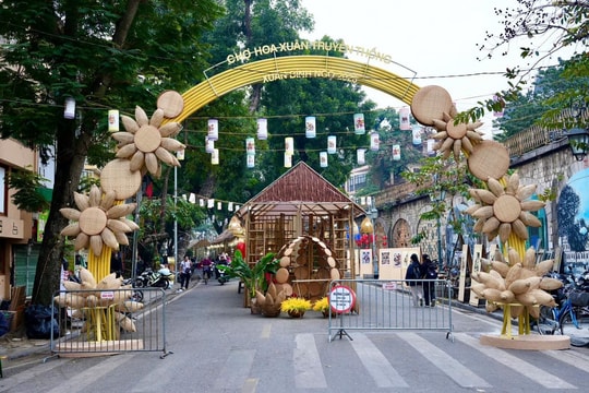 Chợ hoa Xuân Phố Cổ tại tuyến phố bích họa Phùng Hưng