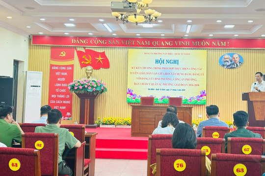 Phường Văn Miếu - Quốc Tử Giám: Tổ chức Hội nghị ký kết Chương trình phối hợp công tác Tuyên giáo, Dân vận giai đoạn 2026 - 2030