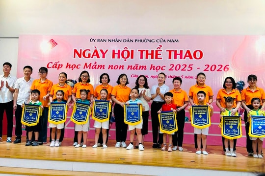 Rộn ràng Ngày hội thể thao mầm non phường Cửa Nam: sân chơi toàn diện cho các công dân nhí