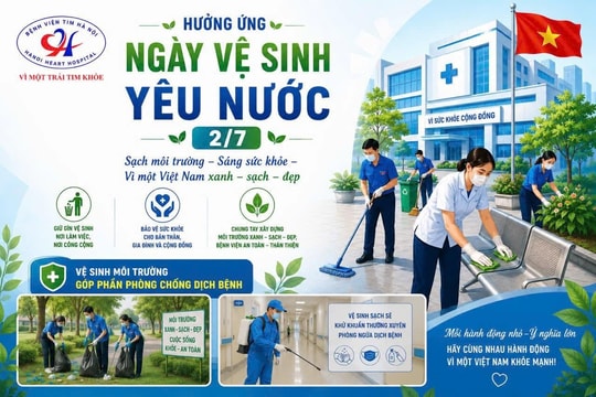 Bệnh viện Tim Hà Nội tích cực hưởng ứng Ngày Vệ sinh yêu nước: Bảo vệ những “trái tim” từ môi trường sạch khuẩn