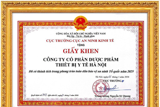 HAPHARCO vinh dự nhận Giấy khen của Cục An ninh Kinh tế - Bộ Công an