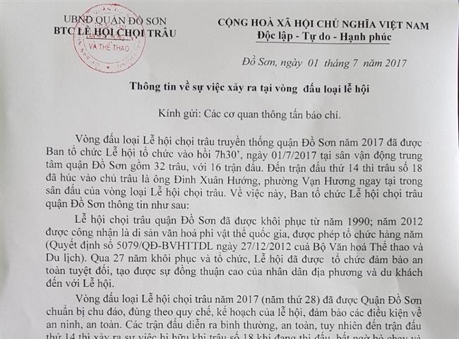 Hải Phòng: Dừng lễ hội, kiểm tra chất kích thích, tăng lực trong trâu chọi