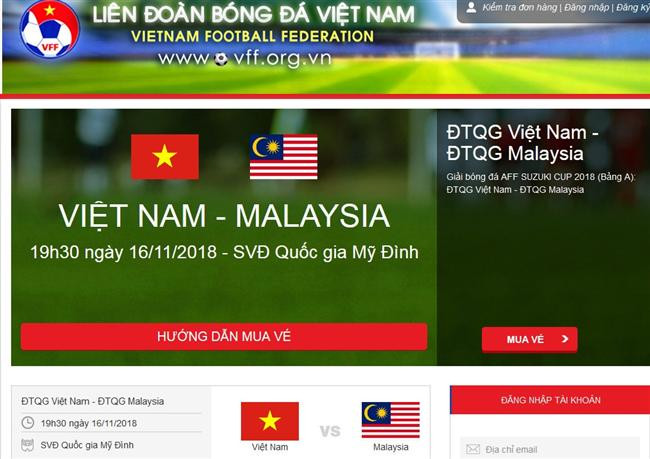 "Cháy vé" online trận Việt Nam gặp Malaysia, người hâm mộ chỉ có thể mua trực tiếp