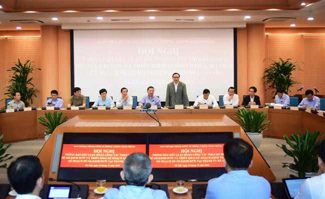 Các đoàn công tác của Ban chỉ đạo Trung ương về phòng, chống tham nhũng làm việc với Thành ủy Hà Nội