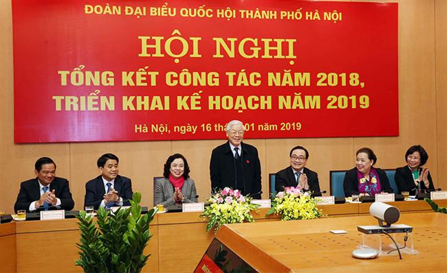 Tổng Bí thư, Chủ tịch nước Nguyễn Phú Trọng dự tổng kết năm 2018 của Đoàn đại biểu Quốc hội TP Hà Nội