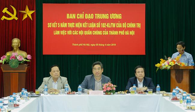 Ban Chỉ đạo Trung ương sơ kết 5 năm thực hiện kết luận số 102 của Bộ Chính trị làm việc với các hội quần chúng của Hà Nội
