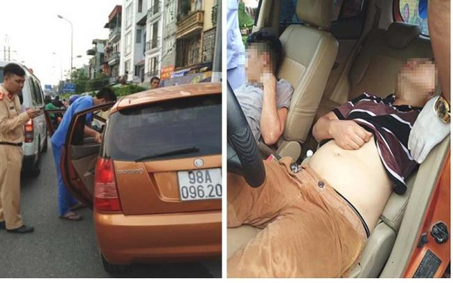 Lao ô tô lên vỉa hè, 2 thanh niên bất tỉnh trong xe được đưa vào viện cấp cứu