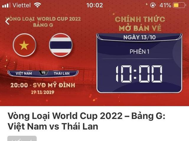 Vé trận Việt Nam - Thái Lan bán hết chỉ sau 1 phút