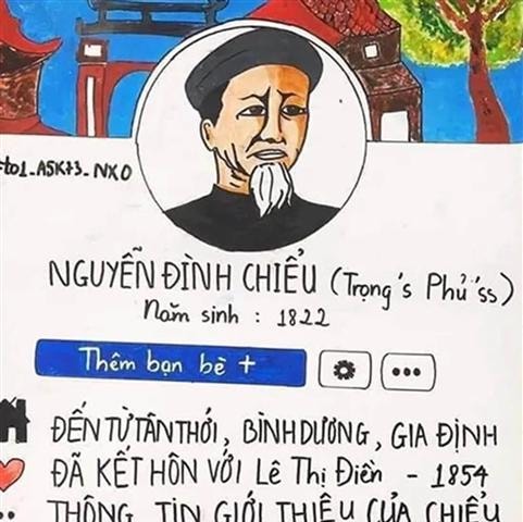 Bất ngờ Facebook nhà thơ Nguyễn Đình Chiểu do học sinh lập