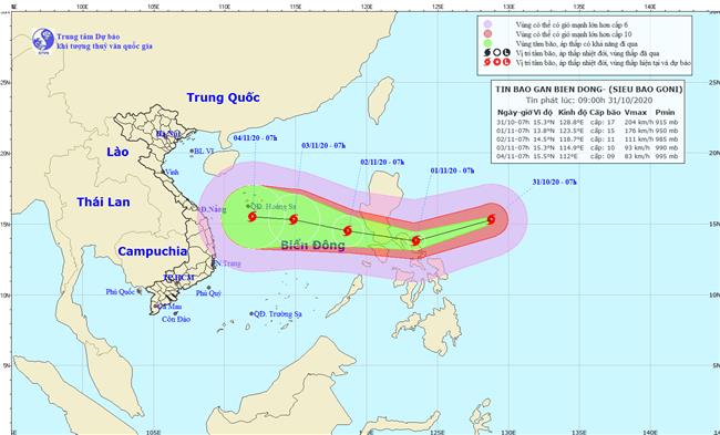 Siêu bão Goni có khả năng mạnh nhất năm 2020 đang tiến vào biển Đông