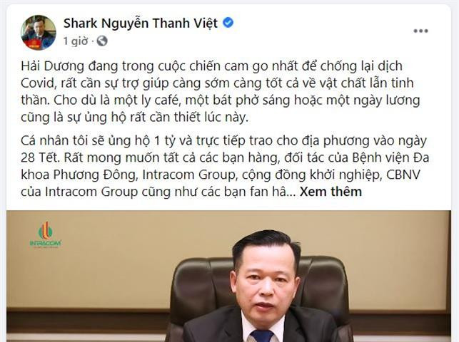 Shark Nguyễn Thanh Việt phát động chiến dịch “Lan tỏa yêu thương cùng Hải Dương chống dịch”