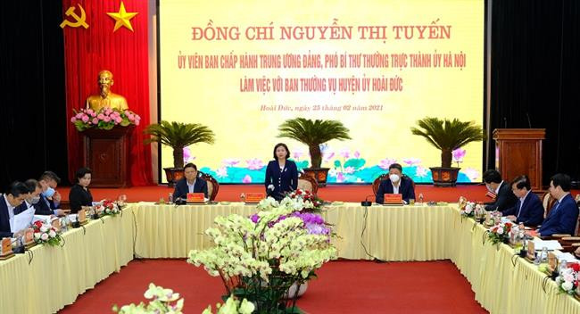 Phó Bí thư Thường trực Thành ủy Nguyễn Thị Tuyến: Tập trung phát triển huyện Hoài Đức thành quận