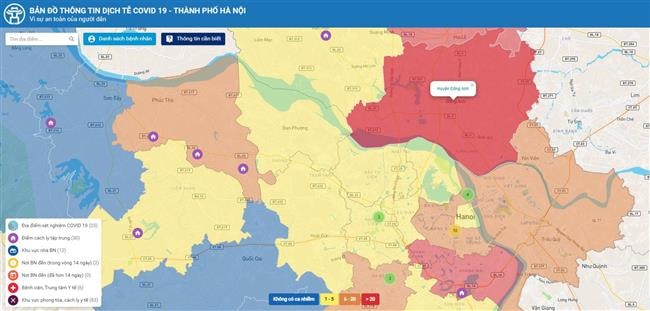 Hà Nội ra mắt Bản đồ thông tin dịch tễ COVID-19