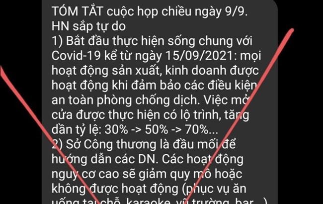 Thông tin về cuộc họp chiều 09/9 lan truyền trên mạng là giả