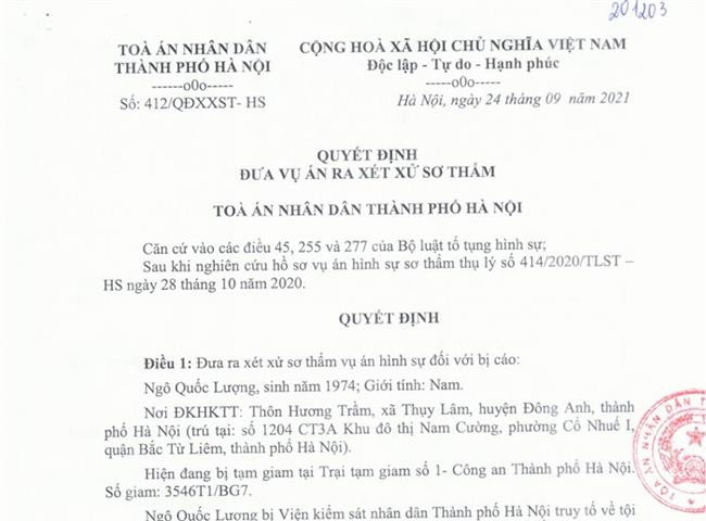 Liên quan đến việc Phóng viên Người Hà Nội từng phản ảnh: Bài 3- Ngày 17/11 Tòa án TP. Hà Nội sẽ đưa vụ án ra xét xử