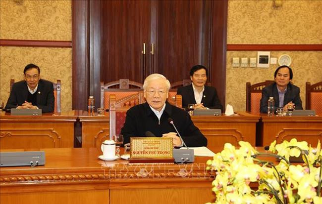 Tổng Bí thư Nguyễn Phú Trọng chủ trì cuộc họp của Ban Bí thư đánh giá công tác tổ chức Tết Nhâm Dần năm 2022