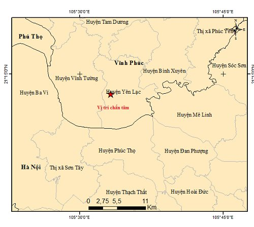 Động đất ở khu vực giáp ranh Hà Nội