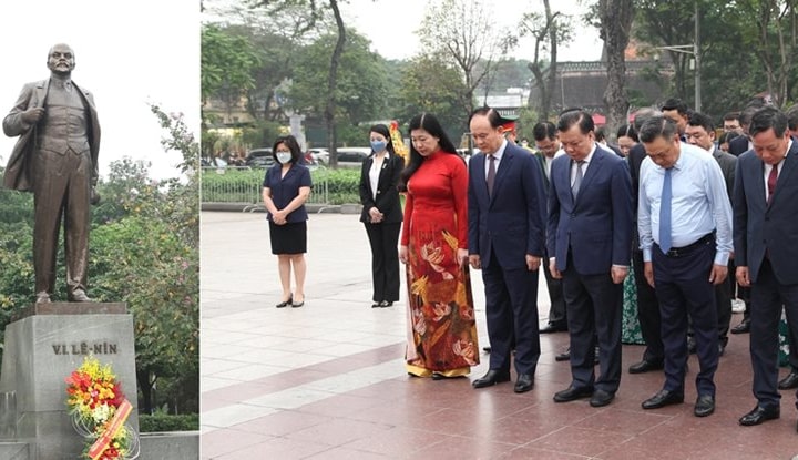 Lãnh đạo TP. Hà Nội dâng hoa kỷ niệm 153 năm Ngày sinh V.I.Lênin