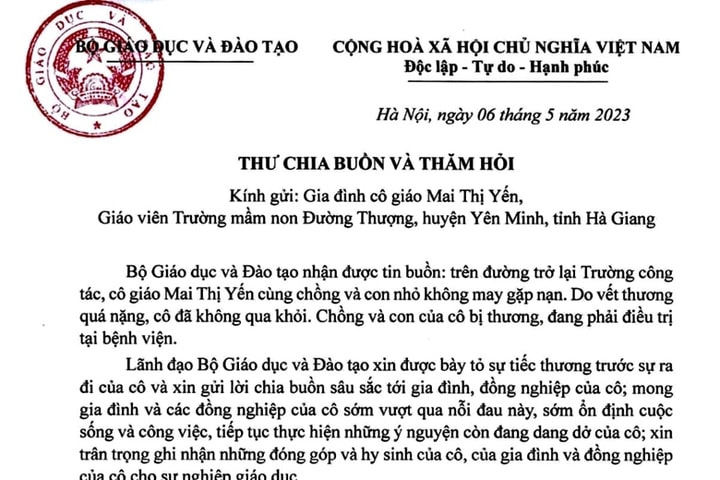 Đóng góp, hy sinh của cô giáo Mai Thị Yến được trân trọng ghi nhận