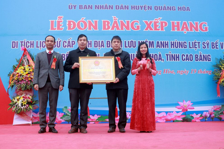 Cao Bằng đón nhận Bằng xếp hạng Di tích lịch sử địa điểm lưu niệm anh hùng liệt sĩ Bế Văn Đàn