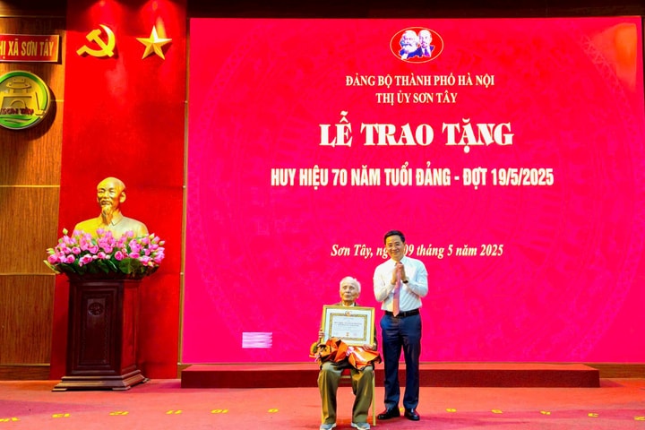 Kỷ niệm 135 năm Ngày sinh Chủ tịch Hồ Chí Minh, 209 Đảng viên thị xã Sơn Tây được nhận Huy hiệu Đảng