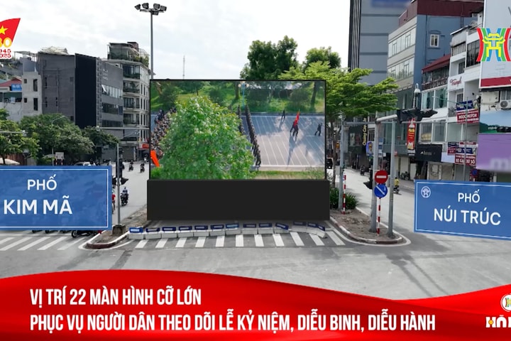 Chi tiết vị trí 22 màn hình LED phục vụ người dân xem trực tiếp Lễ diễu binh, diễu hành