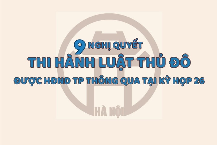 [Infographic] 9 Nghị quyết thi hành Luật Thủ đô được HĐND TP Hà Nội thông qua tại kỳ họp 26