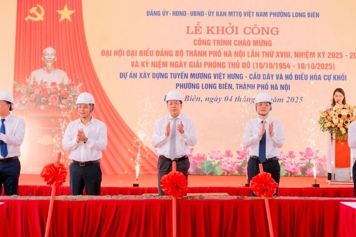 Khởi công dự án hồ điều hòa cải thiện môi trường và tiêu thoát nước tại Long Biên