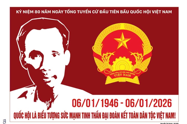 Tuyên truyền cổ động trực quan kỷ niệm 80 năm Ngày Tổng tuyển cử đầu tiên bầu Quốc hội Việt Nam