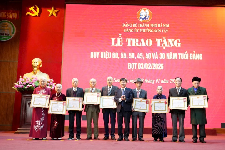 Phường Sơn Tây trao tặng 82 huy hiệu Đảng dịp 3/2