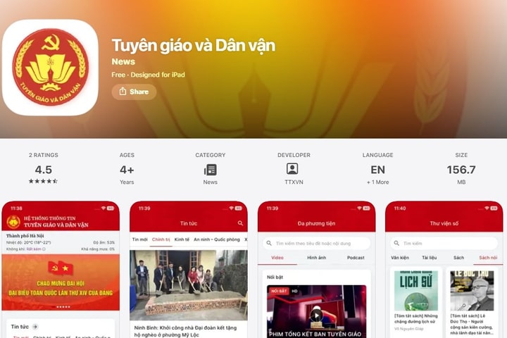 Ứng dụng thông tin Tuyên giáo và Dân vận: Kênh thông tin về chủ trương, chính sách của Đảng